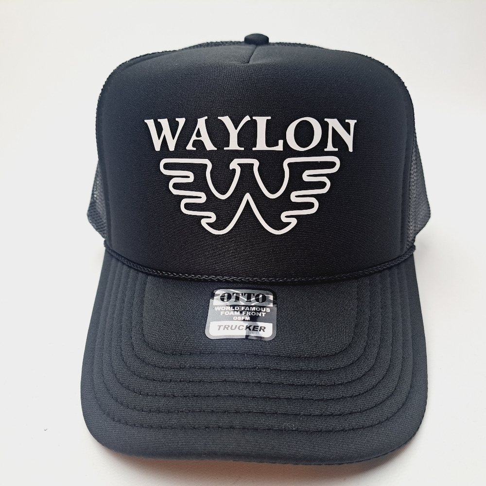 Waylon Jennings Foam Trucker Mesh Snapback Black Hat Cap